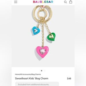 BaubleBar Heart Bag Charm - Pink, Green, Blue